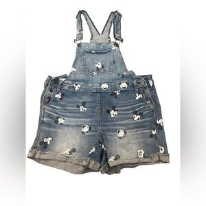 Disney Denim Short Overalls with Mickey Print - Blue